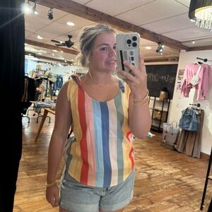 Shoulder Tie Rainbow Tank